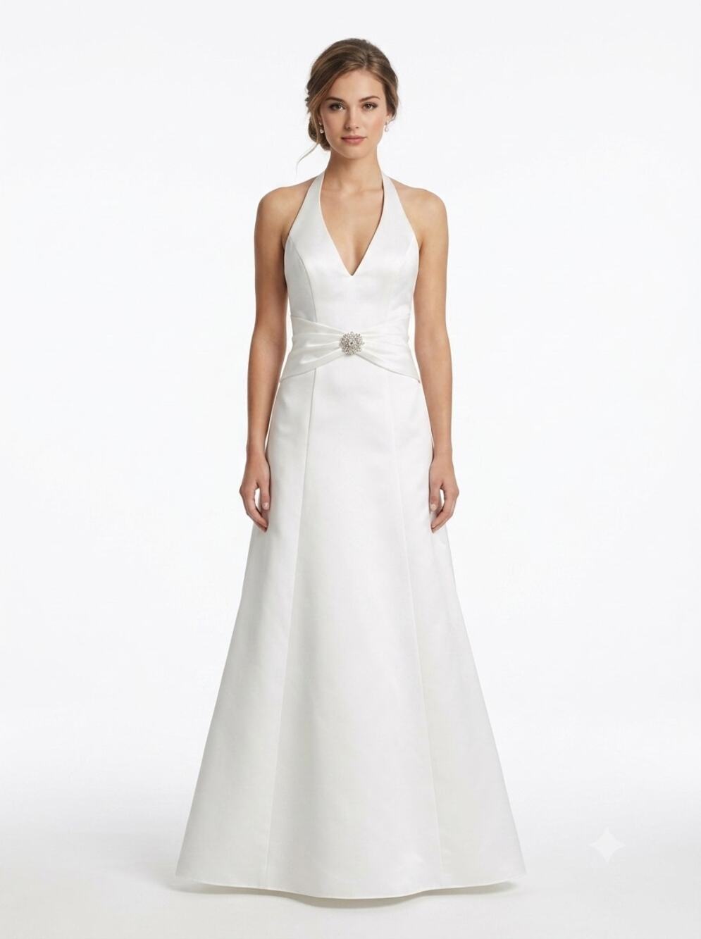 NWT Jessica McClintock Wedding Dress Gown Womens 3/4 White Rhinestone Waist